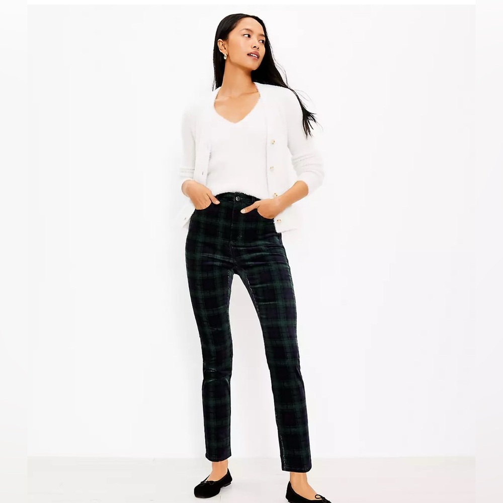 Plaid Velvet Skinny Pants